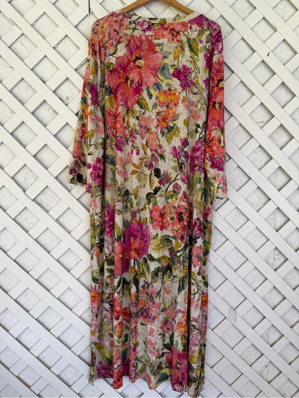 Soft Surroundings Floral Print 3/4 Sleeve Jersey Knit Maxi Dress 3X - Picture 6 of 11